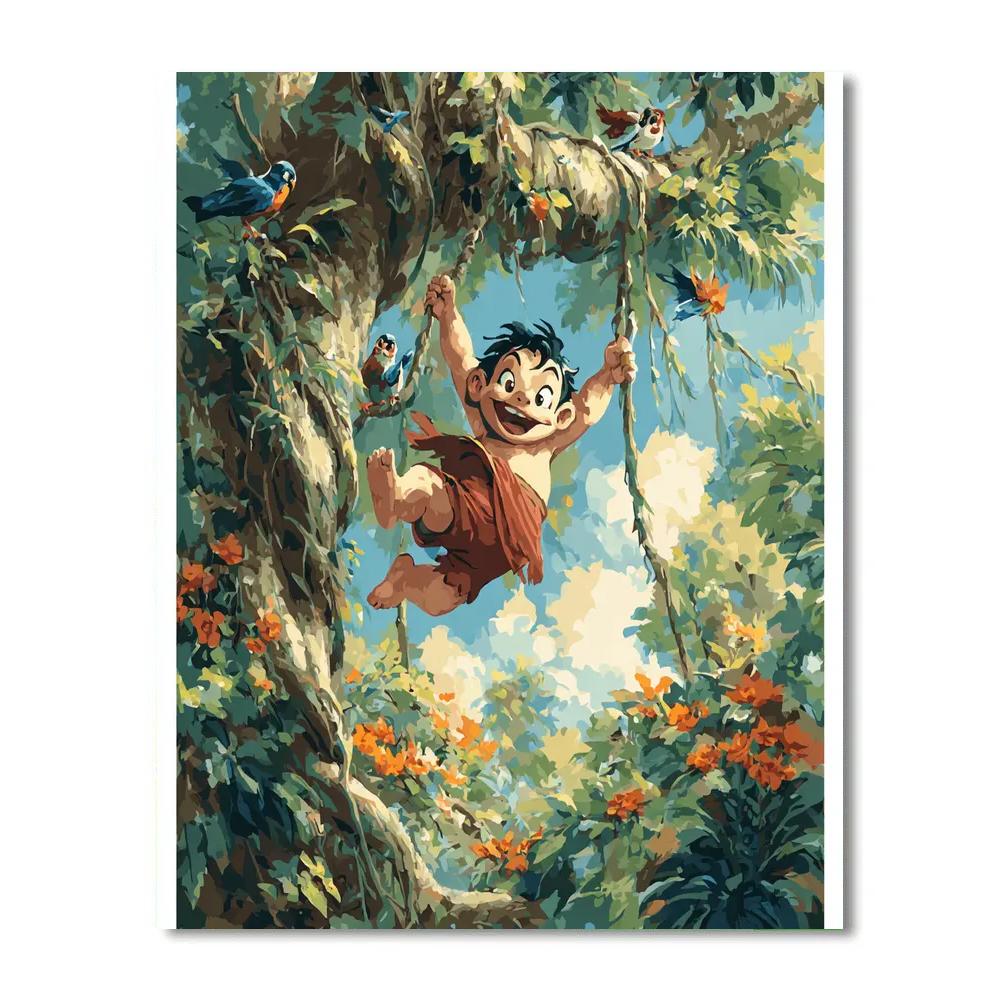 Mowgli Banyan Tree Jungle Swing Disney Inspired painting number kit [AI-771f5faf-c26f8f13711d]