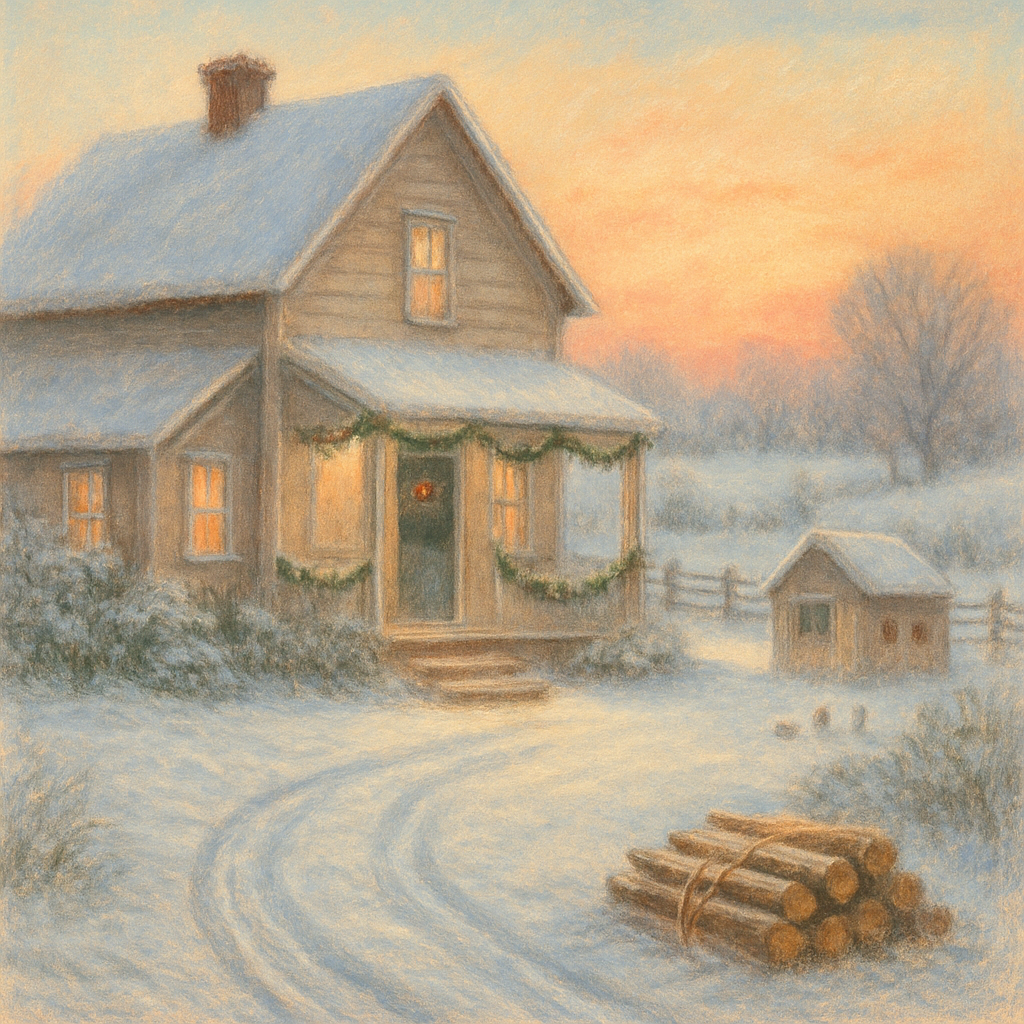 Festive Farmhouse At Dawn Numbered painting kits