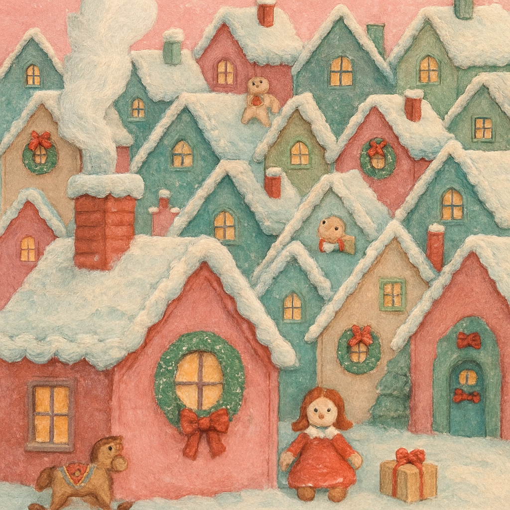 Winter Quilt Of Little Roofs paint by number