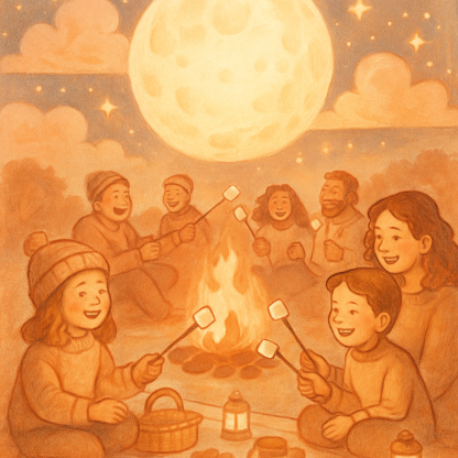 Marshmallow Moon Picnic painting number kit