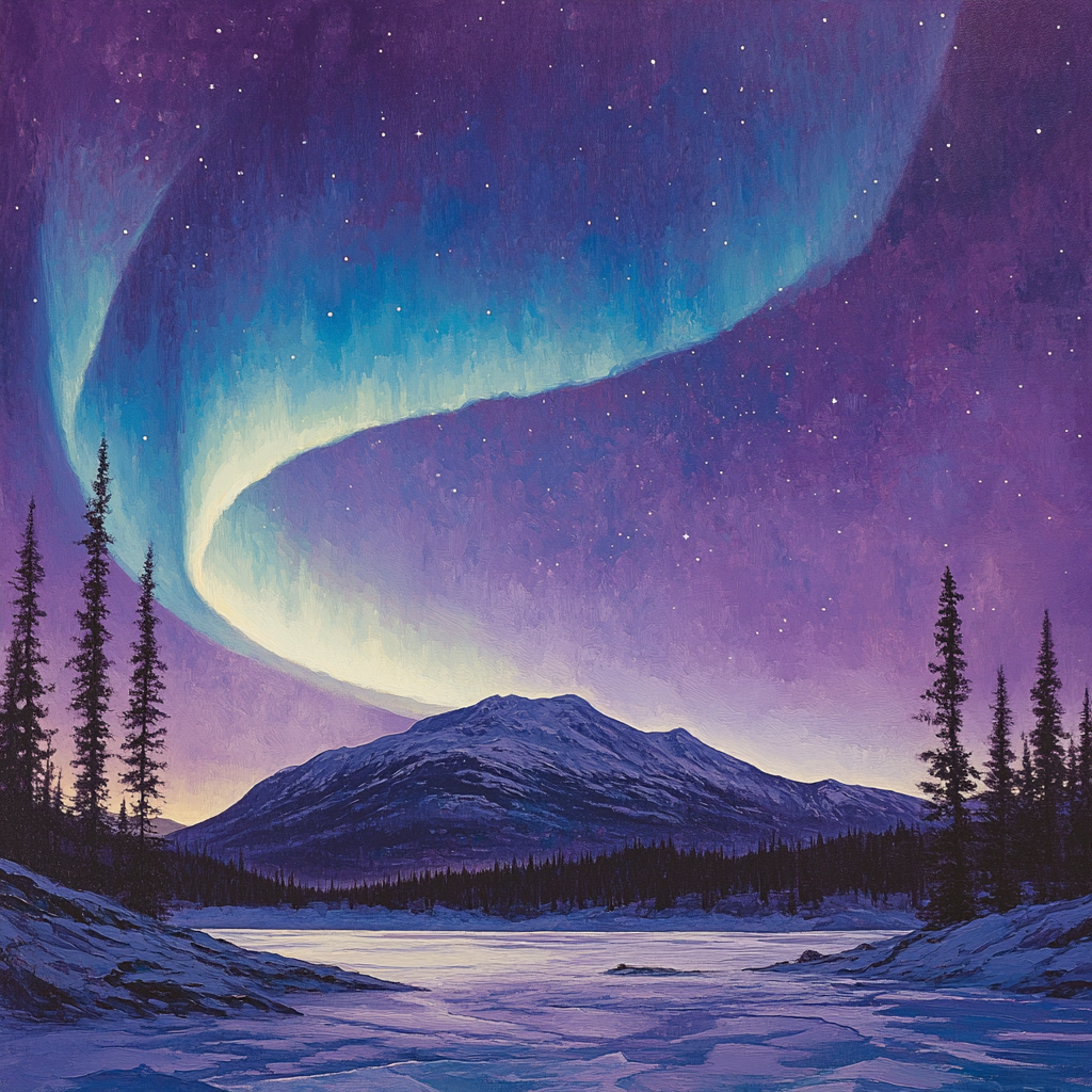 Lawren Harris Inspired Aurora Over Monumental Ridge DIY paint by numbers