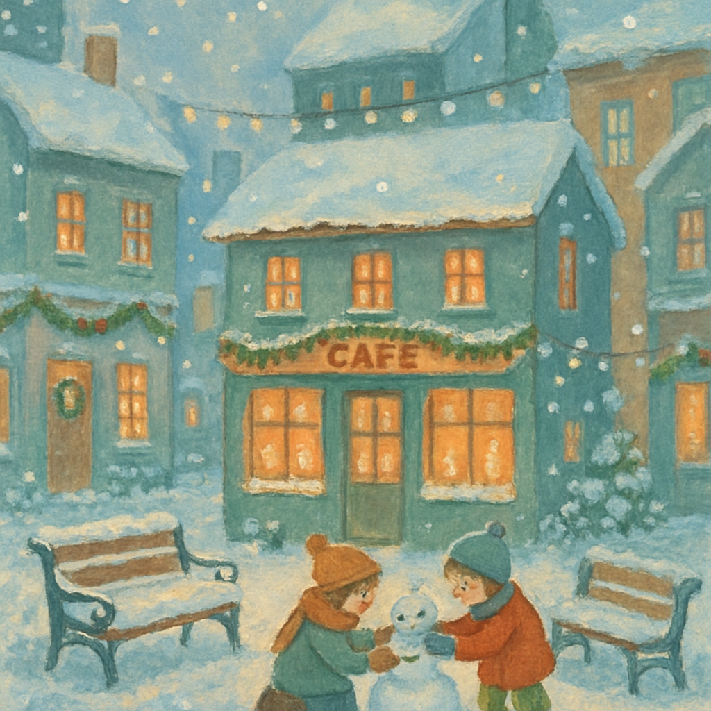 Snowlight Courtyard Café Number painting