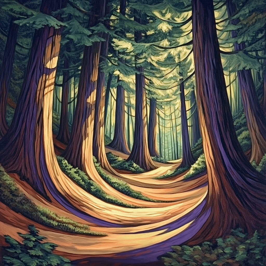 Emily Carr Inspired Towering Cathedral Cedars painting number kit