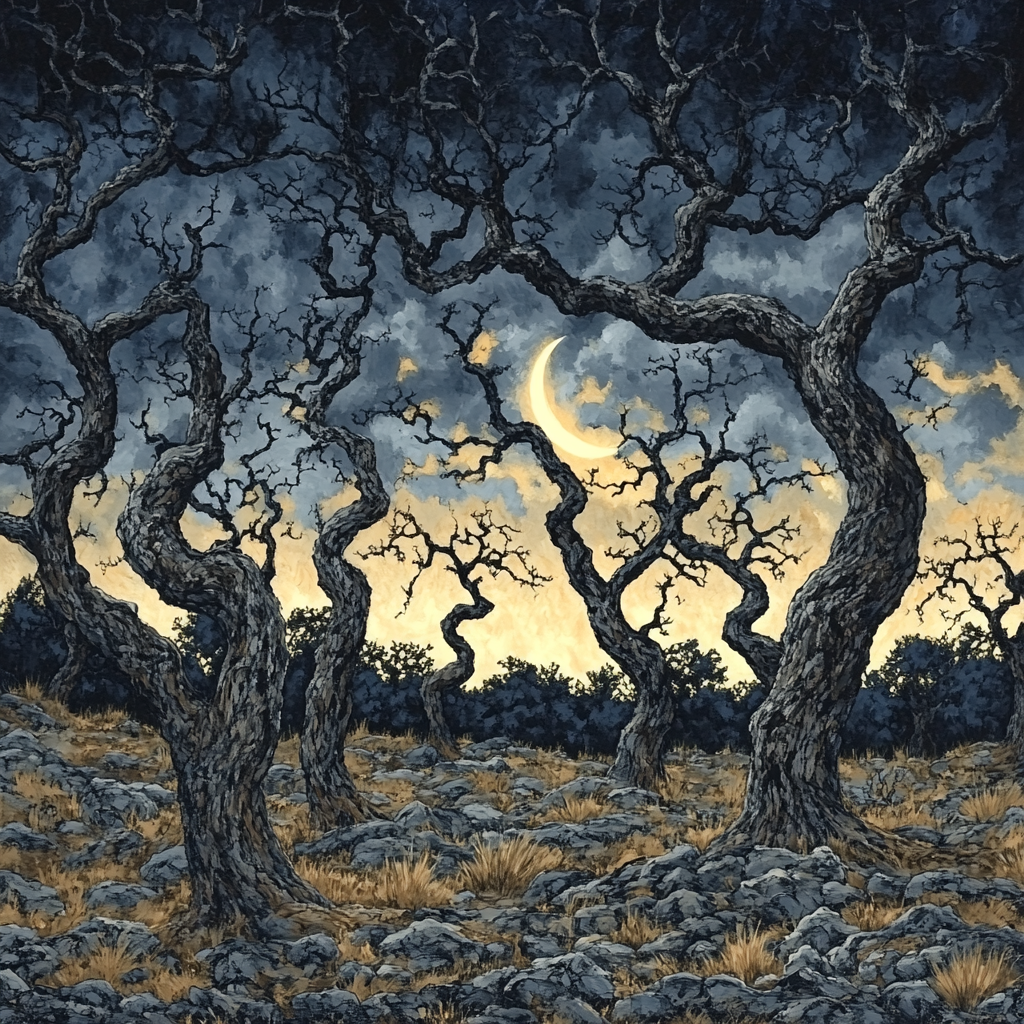 Francisco Goya Inspired Moonlit Grove In Ash paint by numbers