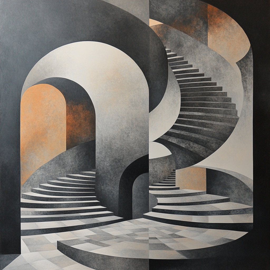 M.C. Escher Inspired Fractal Stairfield paint by number