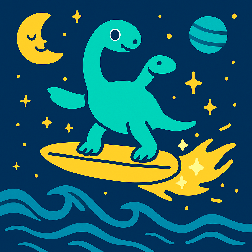 Starlight Surfing Plesiosaur painting number kit