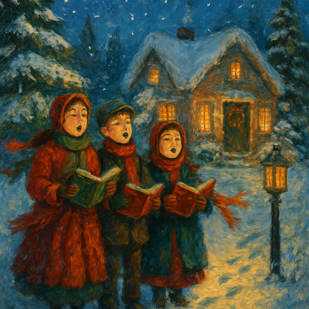 Moonlit Carolers On Frosted Lane paint by number