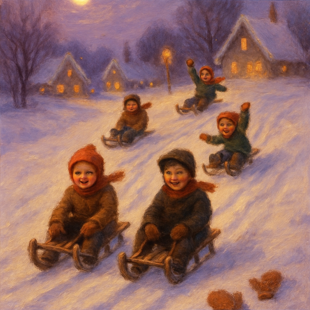 Moonlit Sledding Ribbon Painting by numbers kit