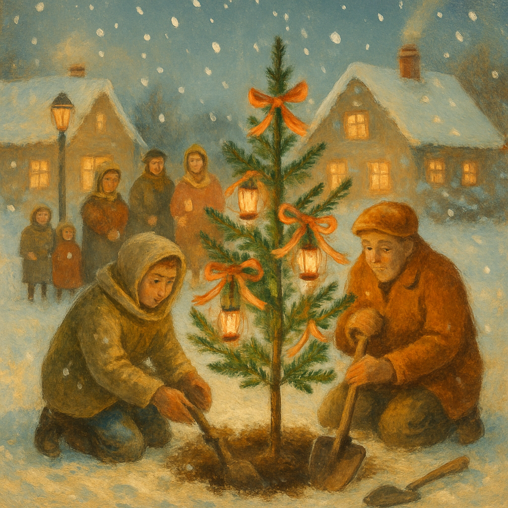 Festival Lantern Tree Planting DIY paint by numbers