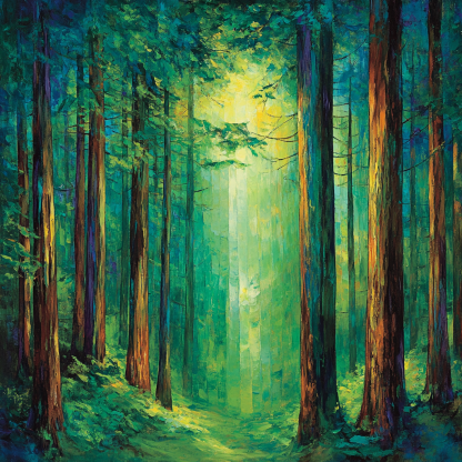 Emily Carr Inspired Cathedral Cedars paint by number