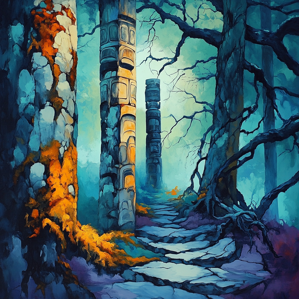 Emily Carr Inspired Totem Grove Embrace Numbered painting kits