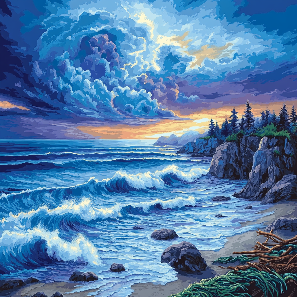 Emily Carr Inspired Coastal Maelstrom Number painting