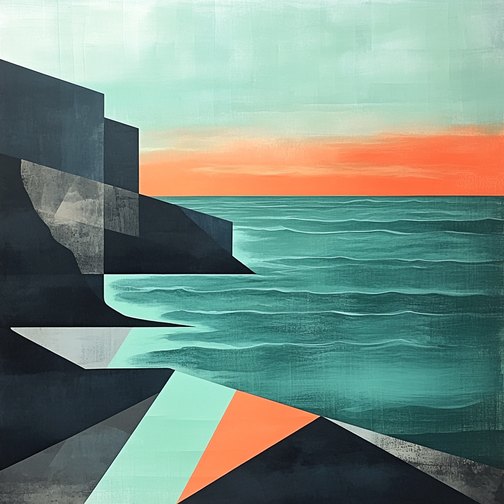 Pablo Picasso Inspired Abstract Coastal Cliffs At Dusk Paint by numbers art