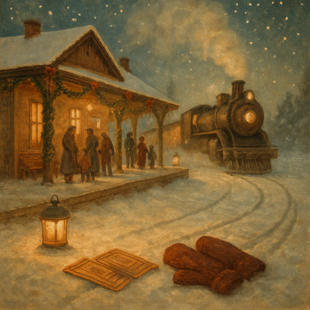 Snow Lantern Train Station paint by numbers