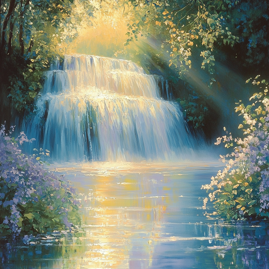 Claude Monet Inspired Waterfall Garden painting number kit