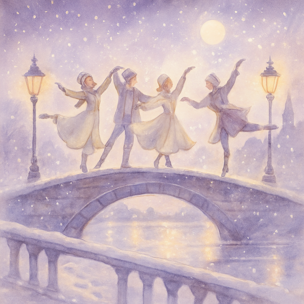 Snowflake Ballet On The Bridge Paint by numbers art