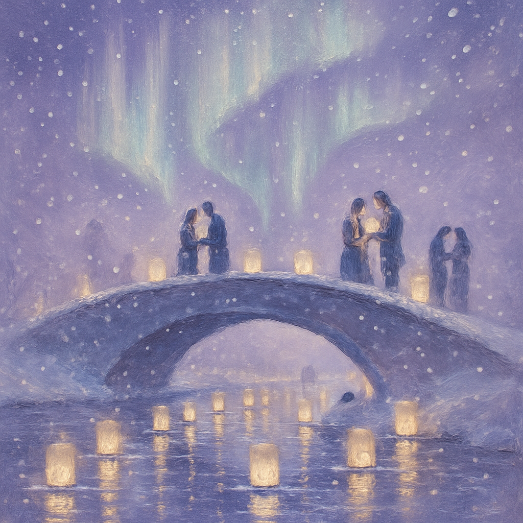 Aurora Tea Lantern Bridge painting number kit