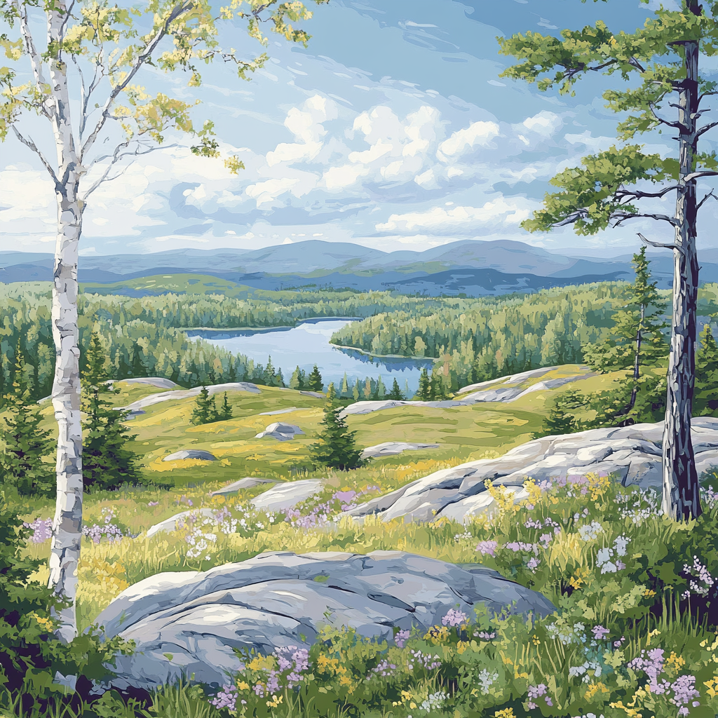 Franklin Carmichael Inspired Spring Hillside Light paint by number