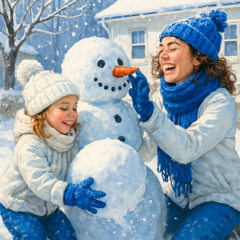 Snow Day Building Snowman Painting by numbers kit