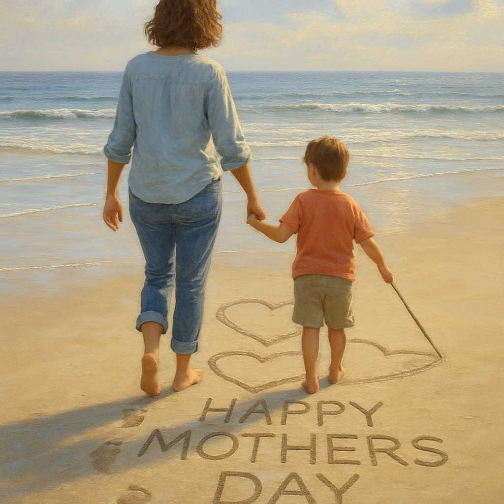 Mothers Day Beach Doodle Walk Painting by numbers kit