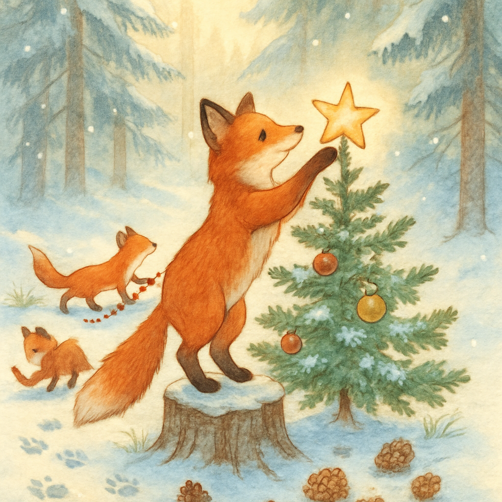 Winter Foxes Decorating The Forest paint by numbers