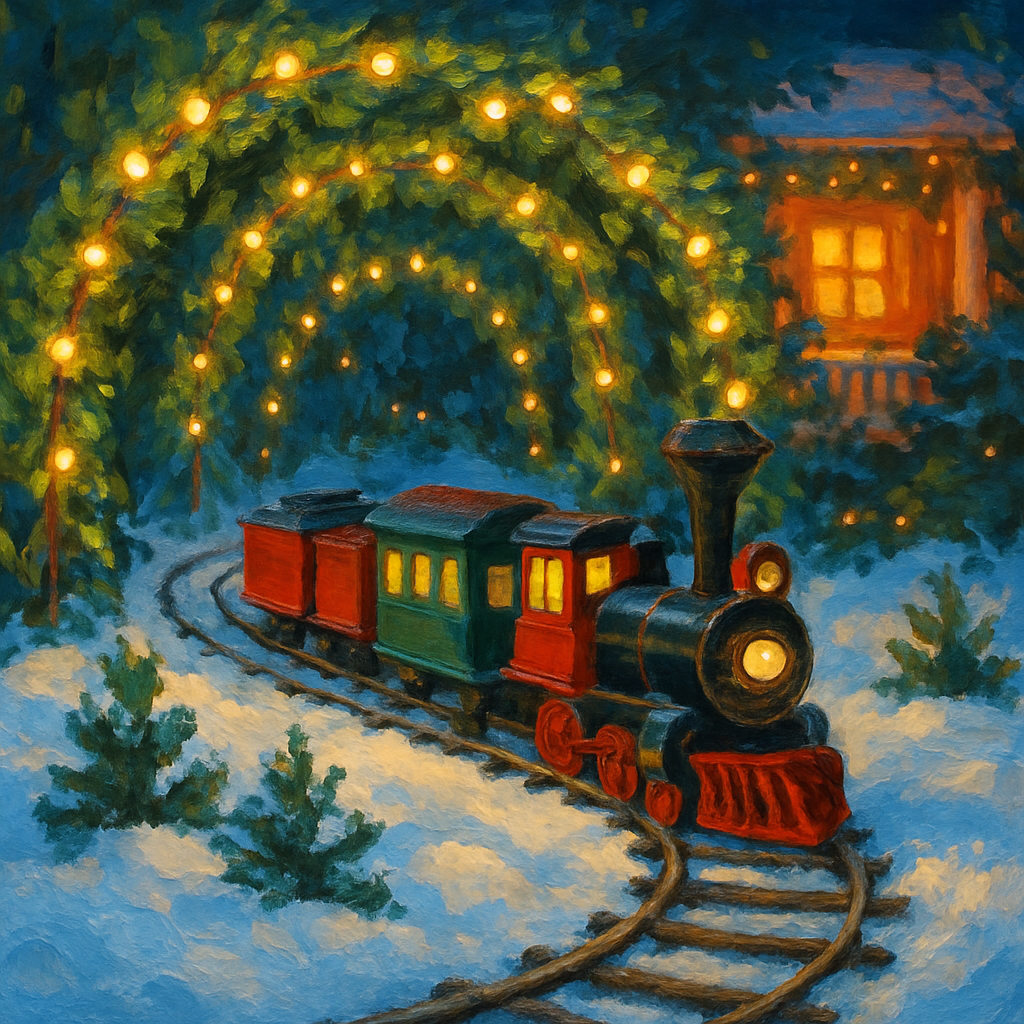 Christmas Garden Railway Under Snowy Arches Paint by numbers kits
