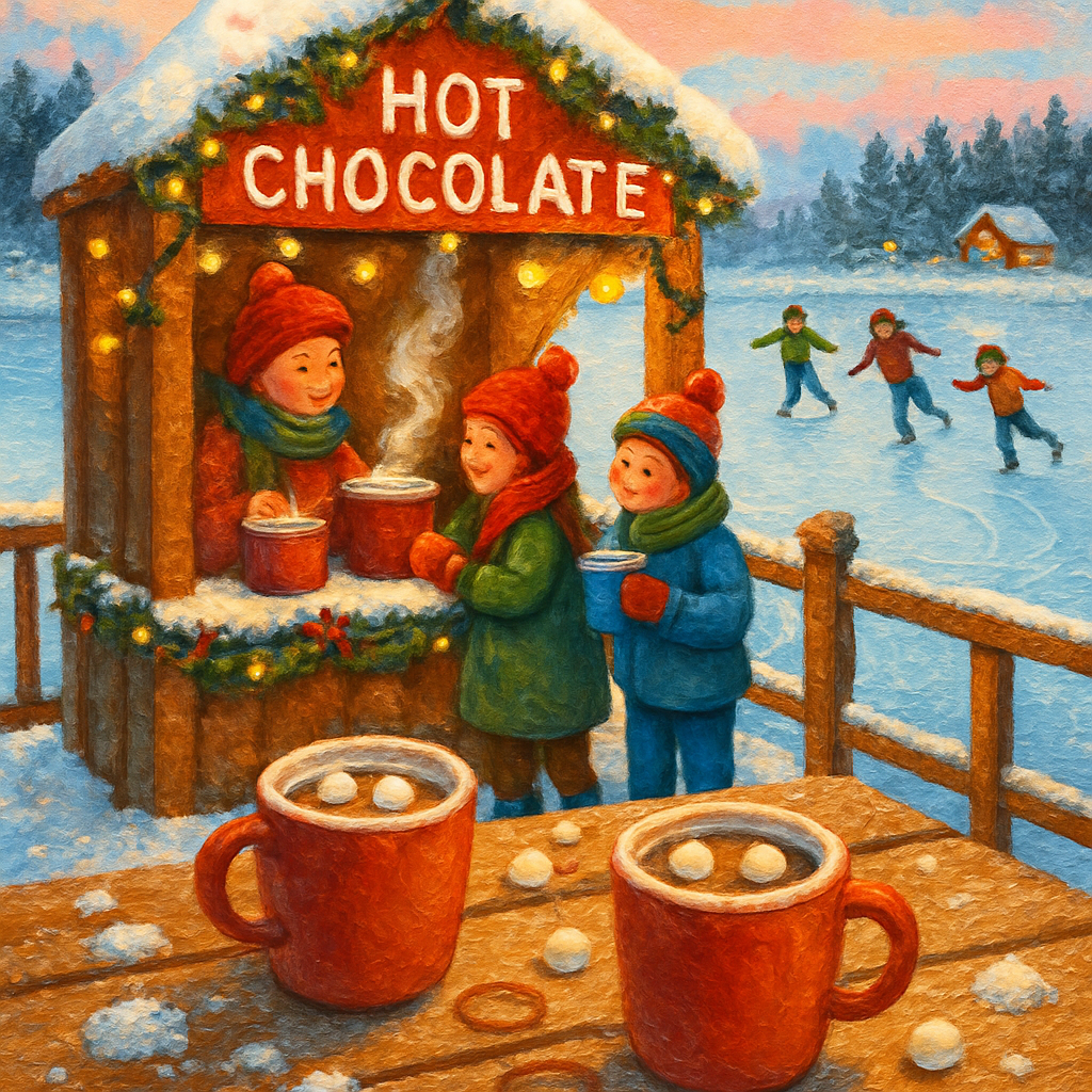 Christmas Hot Chocolate Stand On Frozen Pier paint by numbers