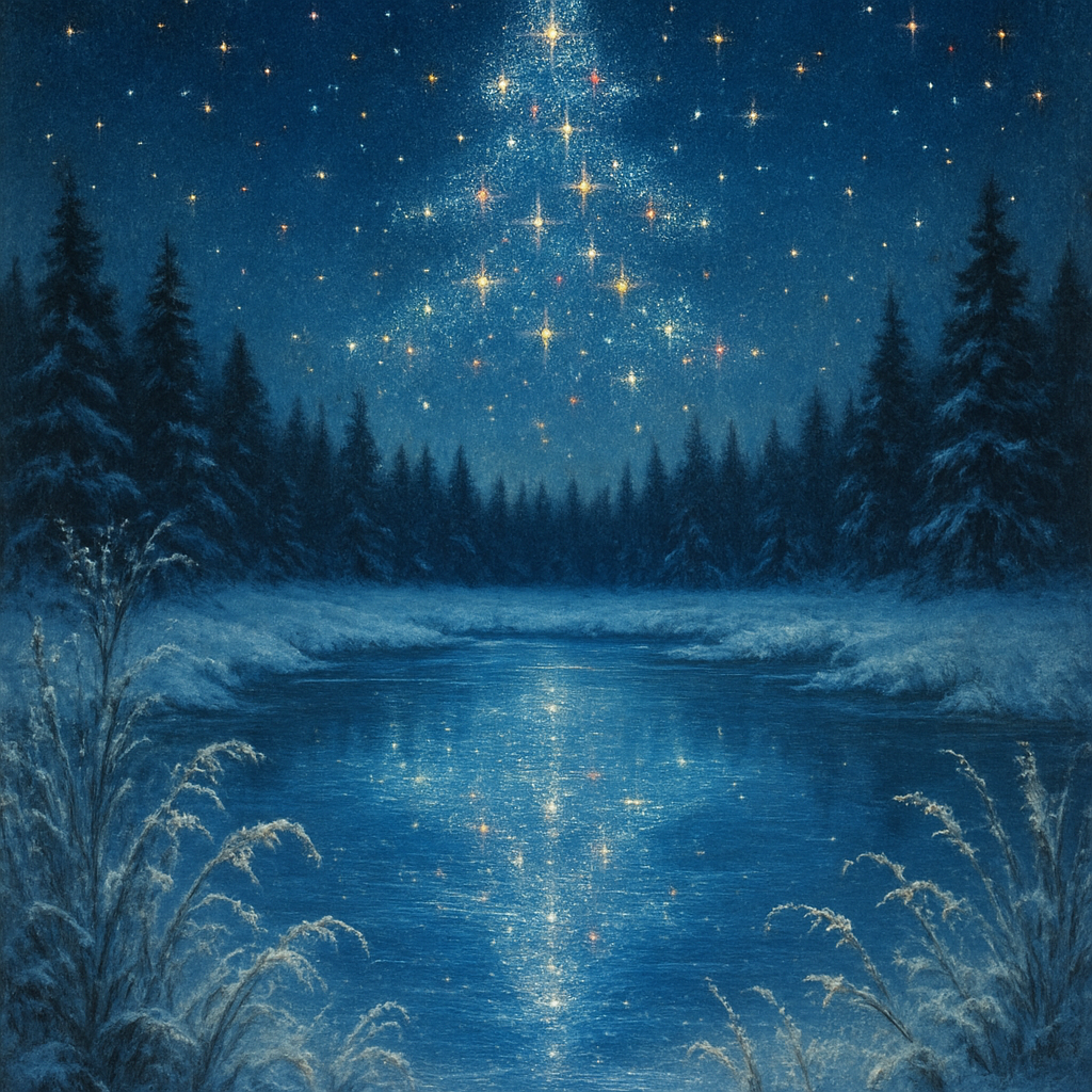 Christmas Constellation Over Forest Clearing painting number kit