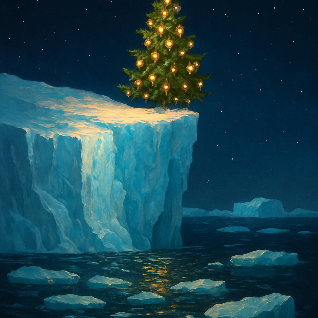 Christmas Polar Tree On Iceberg Cliff paint by color