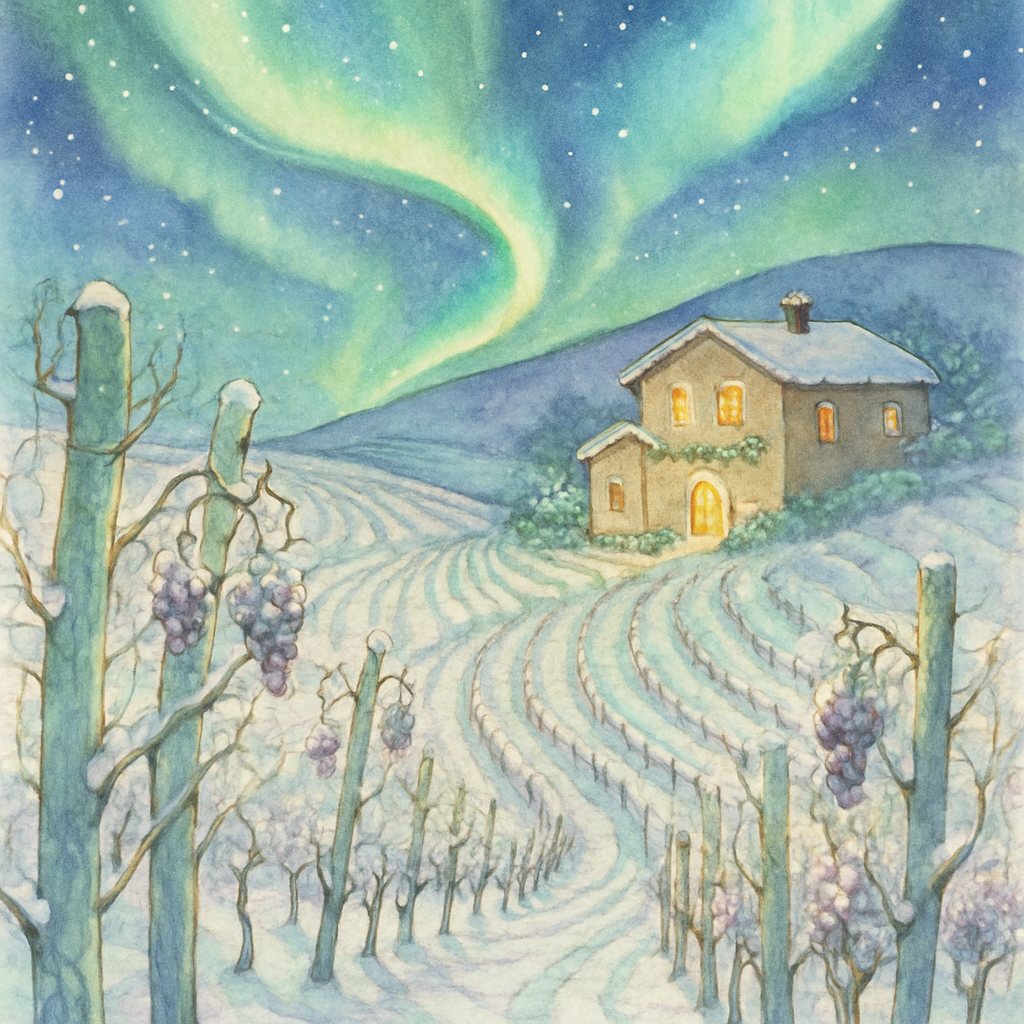 Christmas Aurora Above Snowy Vineyard Numbered painting kits