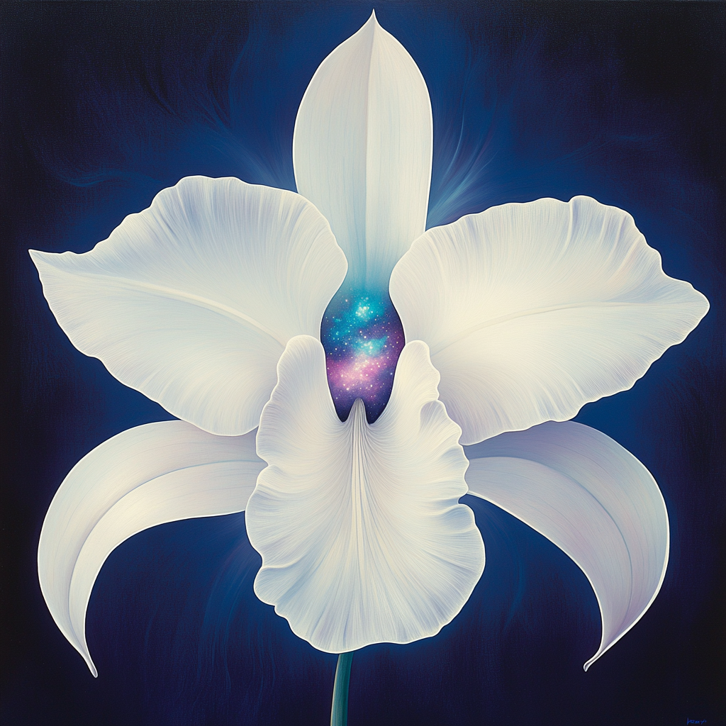 O Keeffe Inspired Orchid Nebula Still Life DIY paint by numbers