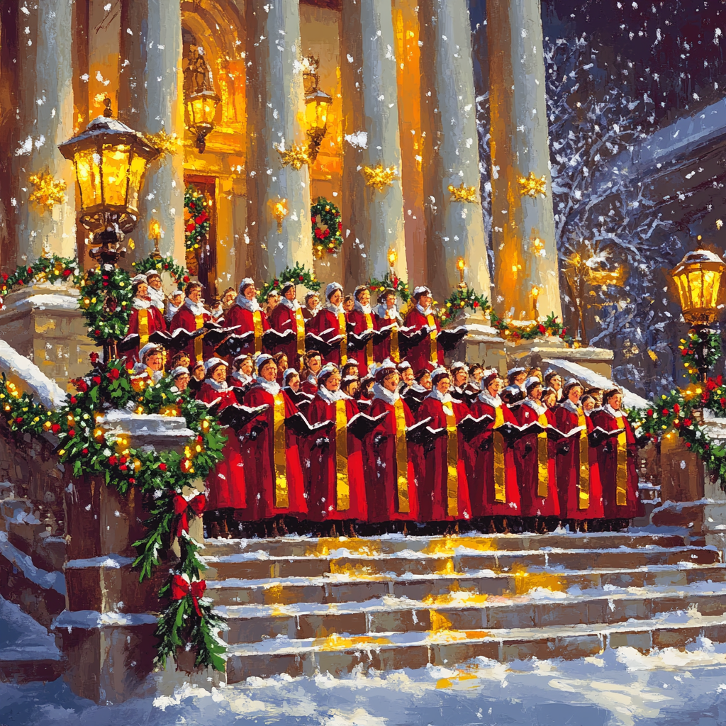 Christmas Choir On The Steps Paint by numbers kits