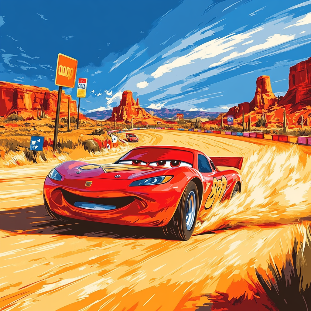 Lightning McQueen Desert Speedway Dash Disney Inspired DIY paint by numbers