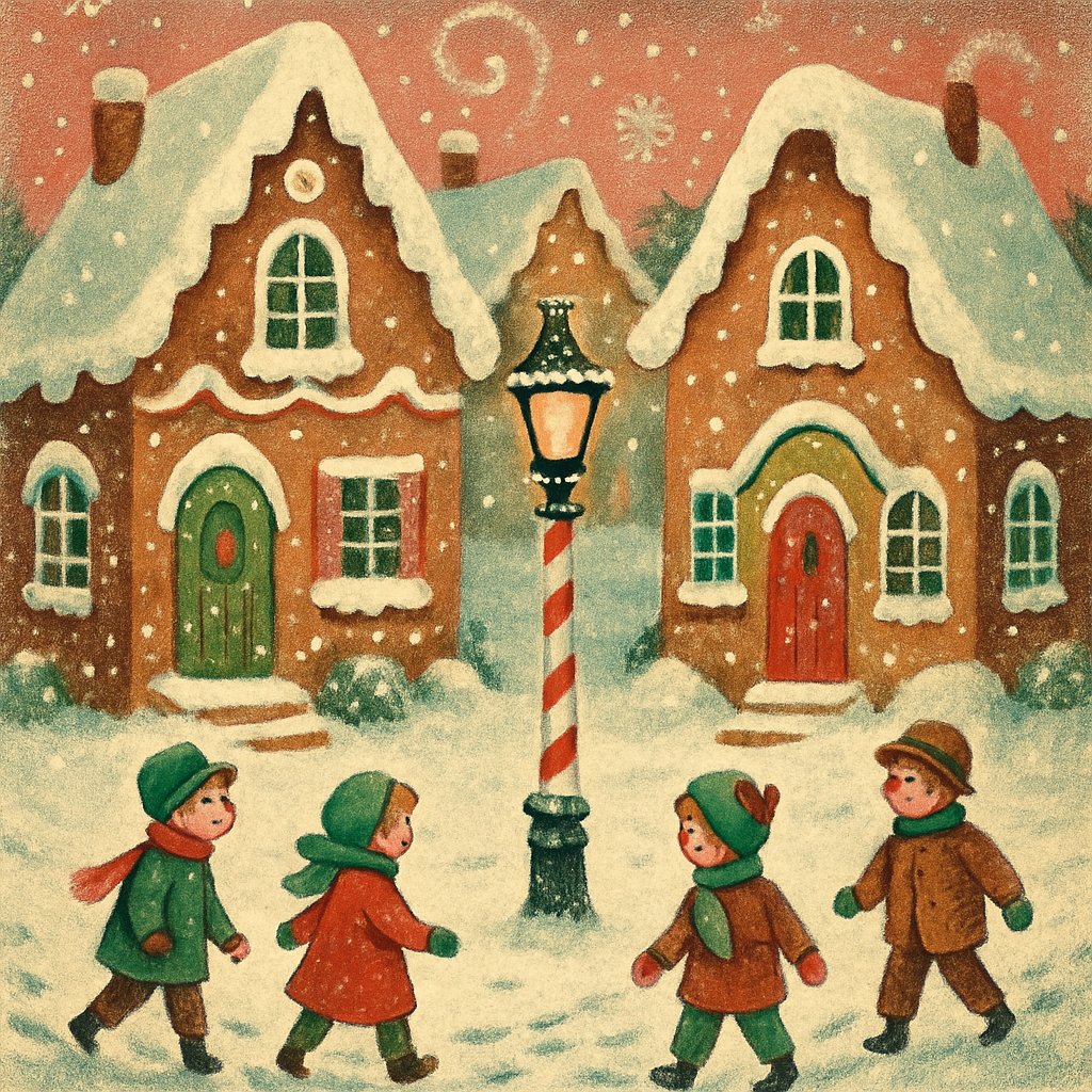 Gingerbread Street In Snowy Town Painting by numbers kit