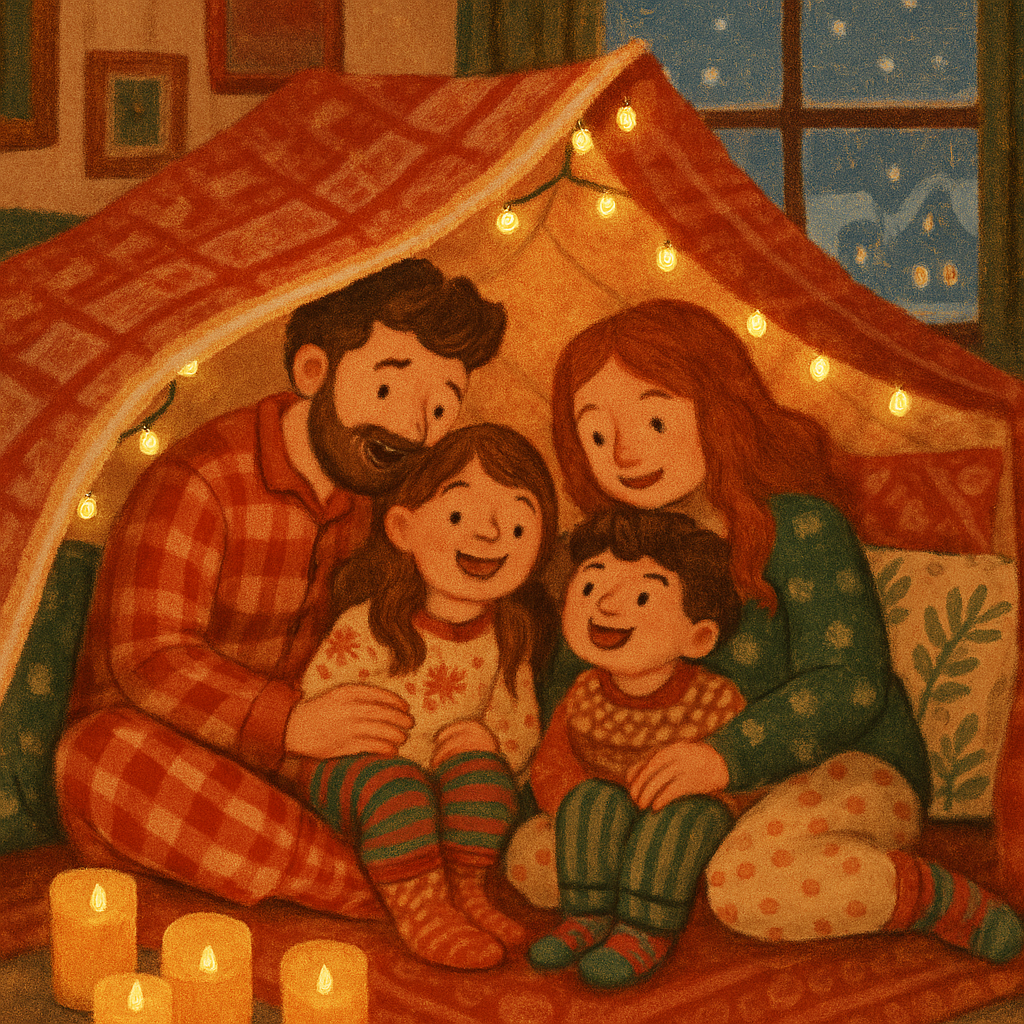 Holiday Pajama Family Campout paint by numbers