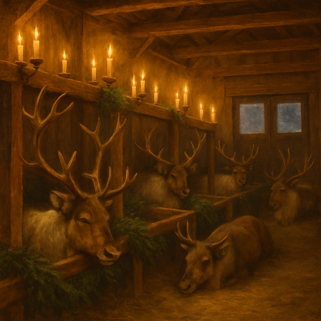 Reindeer Stable Candle Light Paint by numbers art