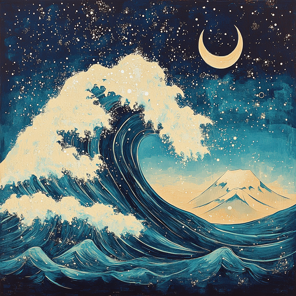 Hokusai Inspired Galactic Wave Numbered painting kits