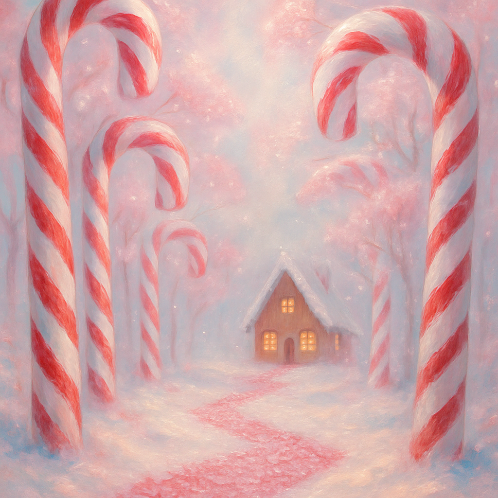 Candy Cane Forest Pathway paint by color
