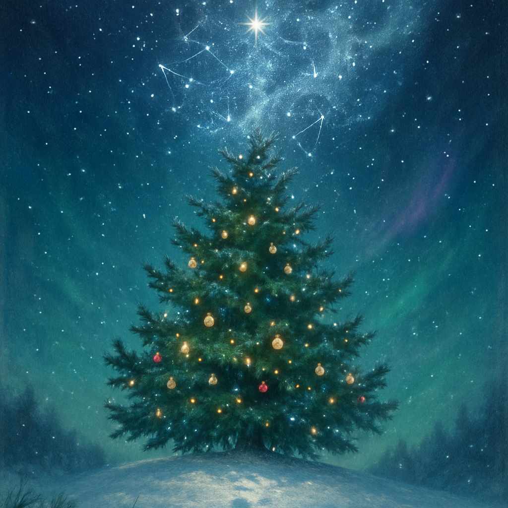 Northern Constellation Christmas Tree Painting by numbers kit