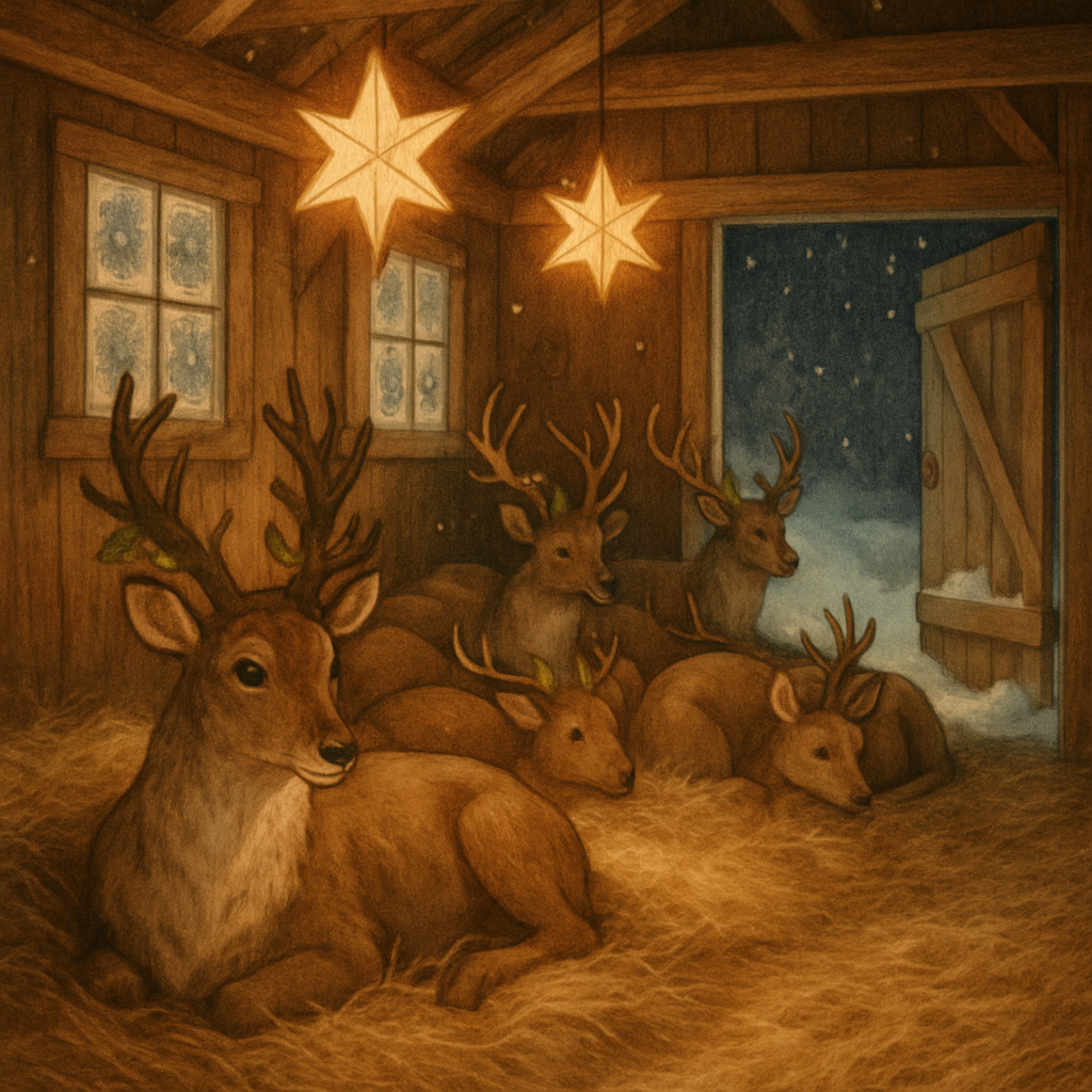 Star Lantern Reindeer Stable paint by numbers