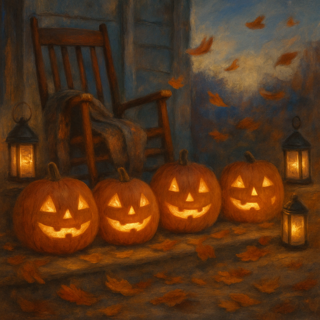 Enchanted Porch Pumpkin Choir painting number kit