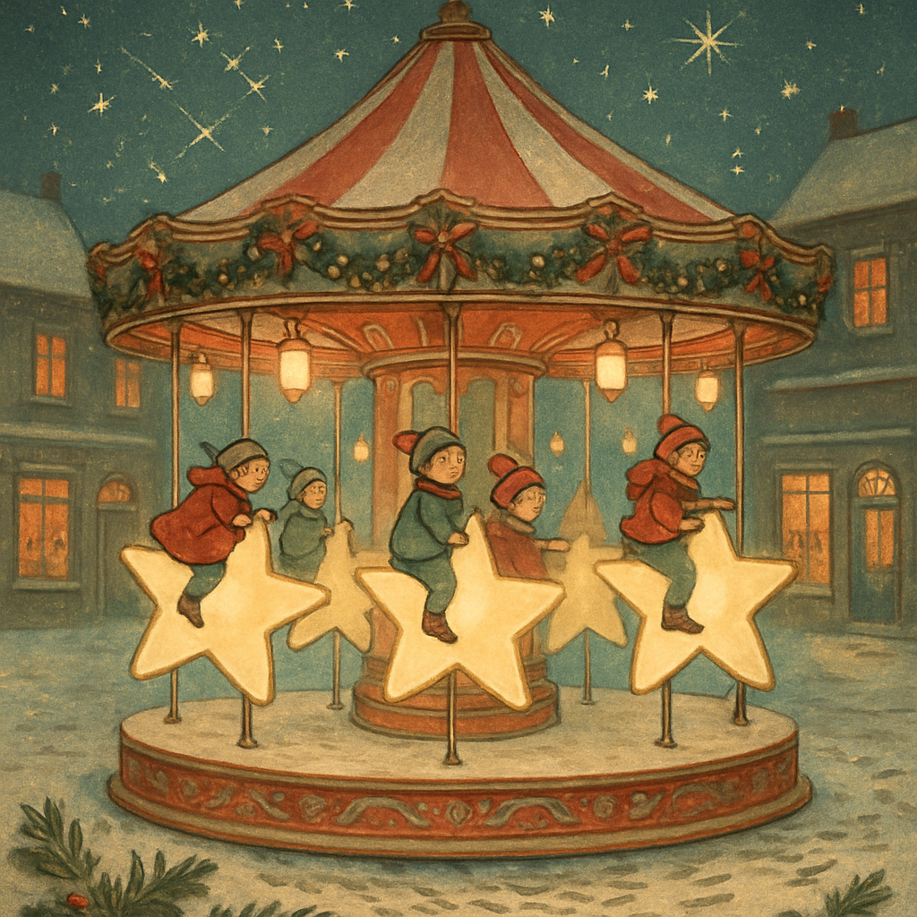 Snowy Town Square Star Carousel Paint by numbers kits