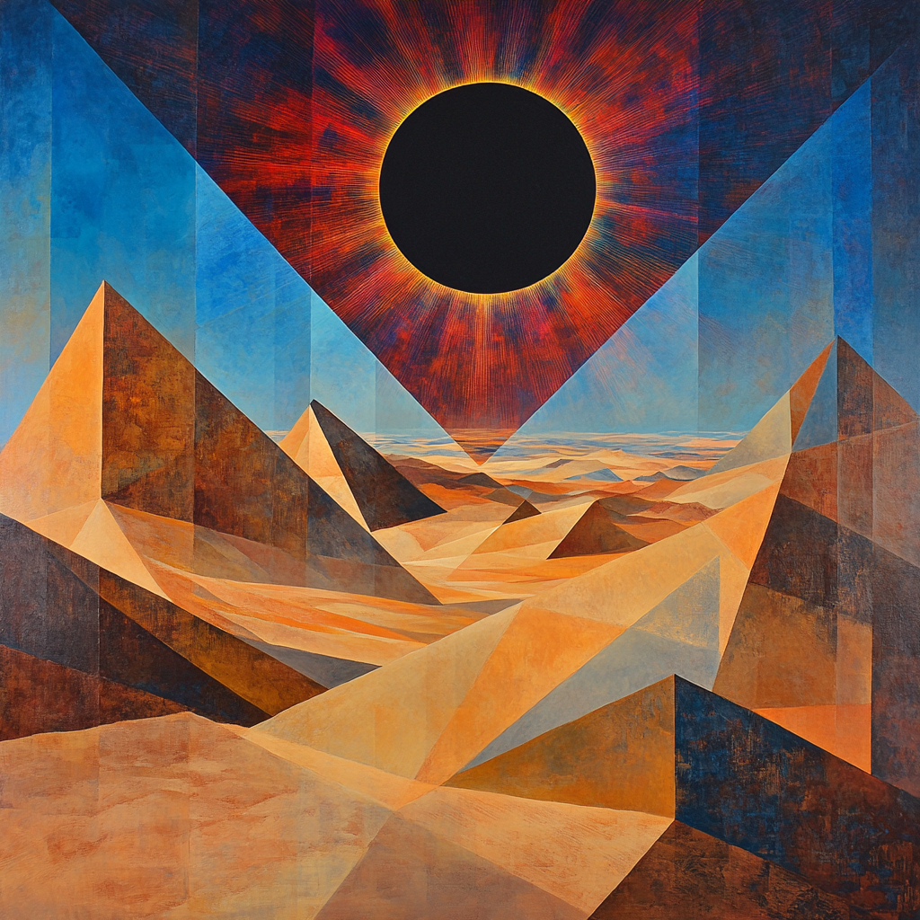 Pablo Picasso Inspired Prism Desert With Cubist Eclipse DIY paint by numbers