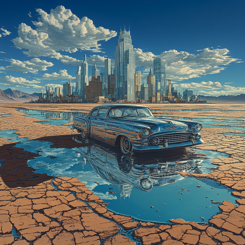 Salvador Dali Inspired Melting Cityscape paint by number