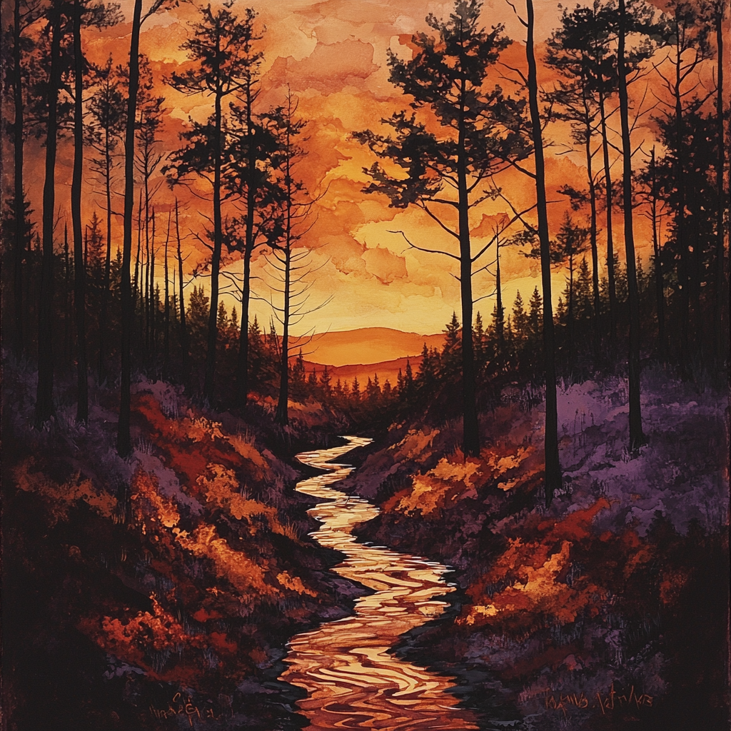Frederick Varley Inspired Ember Dusk In Autumn Ravine Paint by numbers art