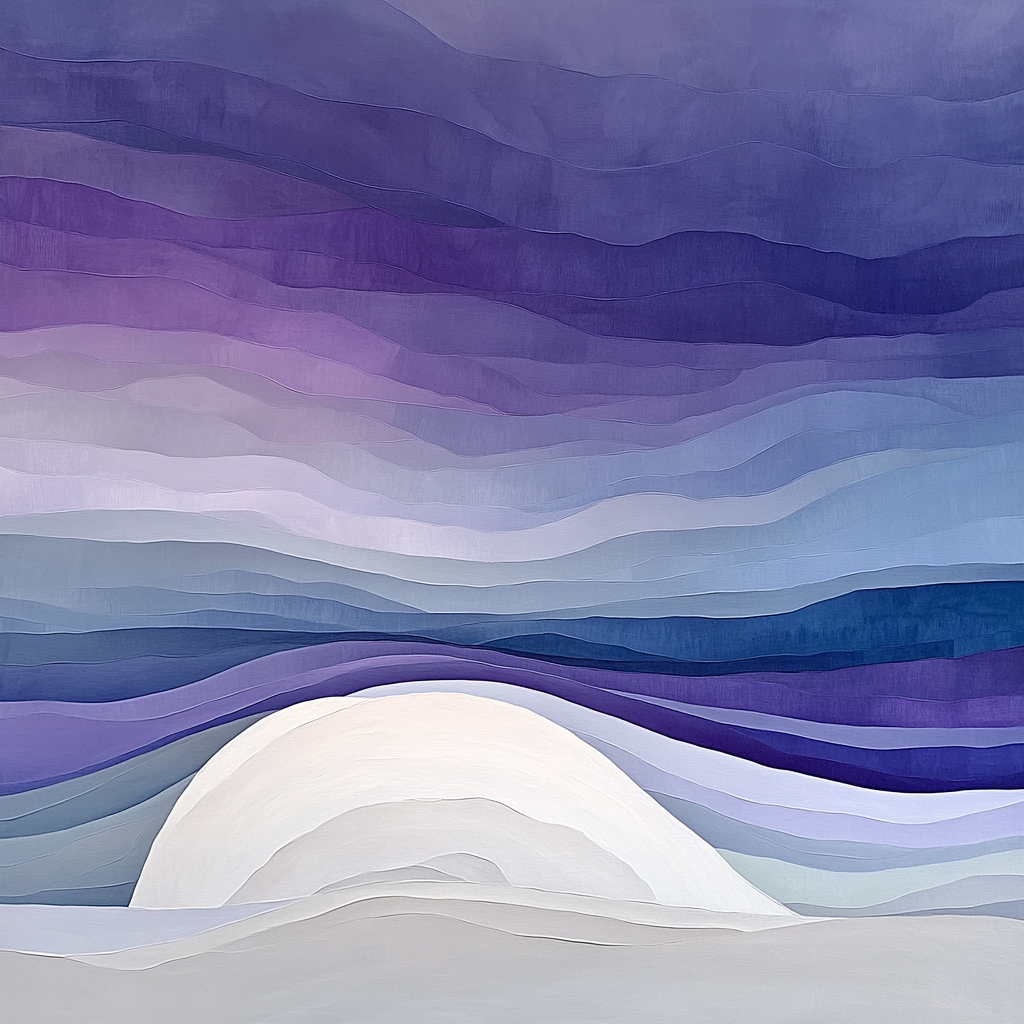 Georgia O Keeffe Inspired Bone White Ridge Against Violet Storm Sky paint by numbers