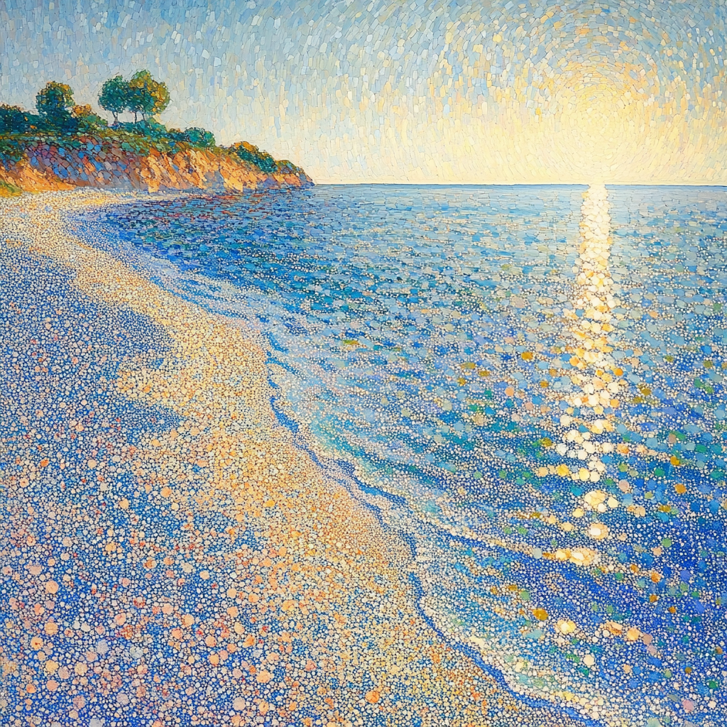 Georges Seurat Inspired Tidal Light Horizons paint by numbers