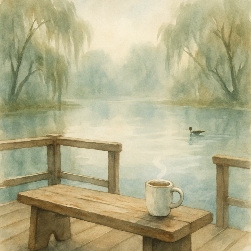 Foggy Morning Tea On Willow Pond Paint by numbers kits