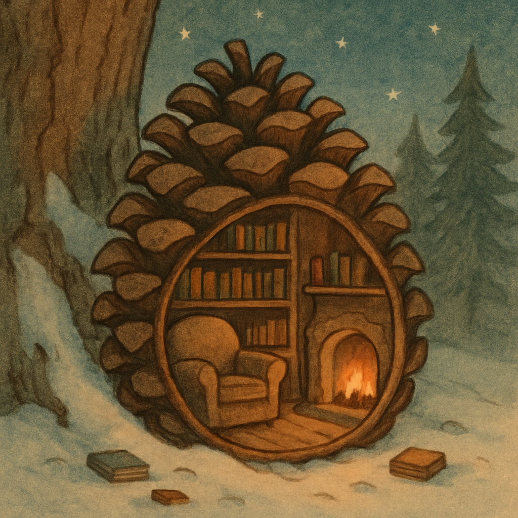 Pinecone Library Reading Nook paint by numbers