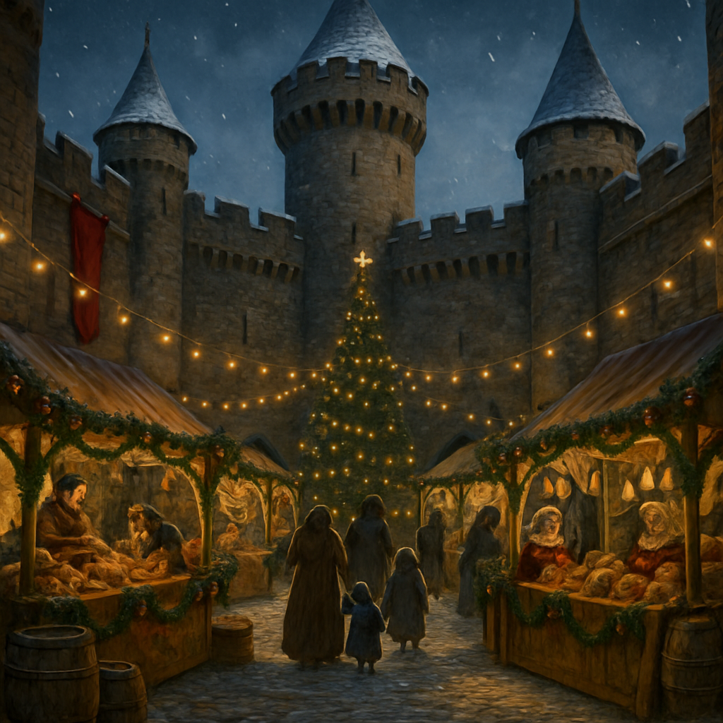 Christmas Market In The Old Castle Courtyard DIY paint by numbers